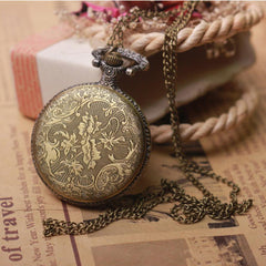 Vintage Bronze Steampunk Pocket Watch Roman Numerals Quartz Necklace Pocket  Watches Chain Men Women Clock Relogio De Bolso@50