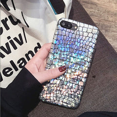 Fashion Snake Scales Glitter Sequins Case For iphone 7 6 6s Plus Cover Slim Soft PU Leather Phone Cases Laser Shinning Shell New