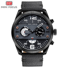 MINIFOCUS Man Watch 2019 Leather Military Men's Watch For Men Luxury Casual Mens Watches Quartz Top Brand Luxury Male Clock Date