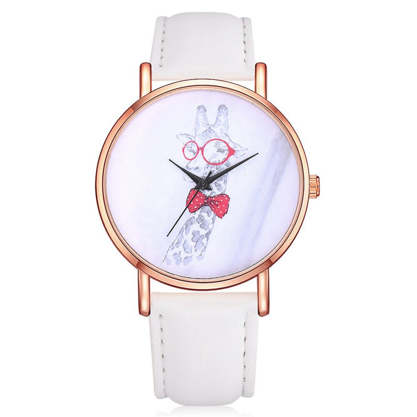 Women Watches Exquisite Cute Deer Pattern Dial Ladies Casual Quartz Wristwatch Simple Leather Strap Clock Dress Reloj Mujer @50