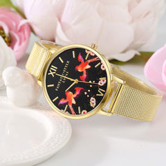 Unique Women's Watches Cute Flamingo Pattern Ladies Quartz Wristwatch Alloy Strap Clock  Relogio Feminino@50