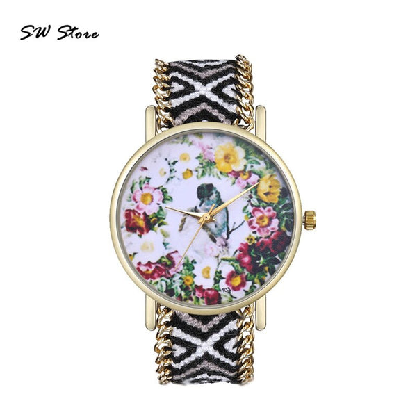 Trendy Bird Language Floral Dial Bright And Interesting Women's Watches High Quality Clock Best Sellers Wristwatch Kadin Saat@50
