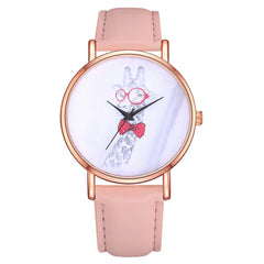 Women Watches Exquisite Cute Deer Pattern Dial Ladies Casual Quartz Wristwatch Simple Leather Strap Clock Dress Reloj Mujer @50