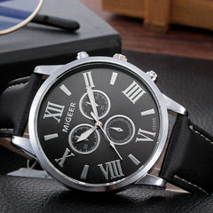 DISU Men Wrist Watch Classic Leather Strap Quartz Casual watch mens big dial watches for men relogios masculino