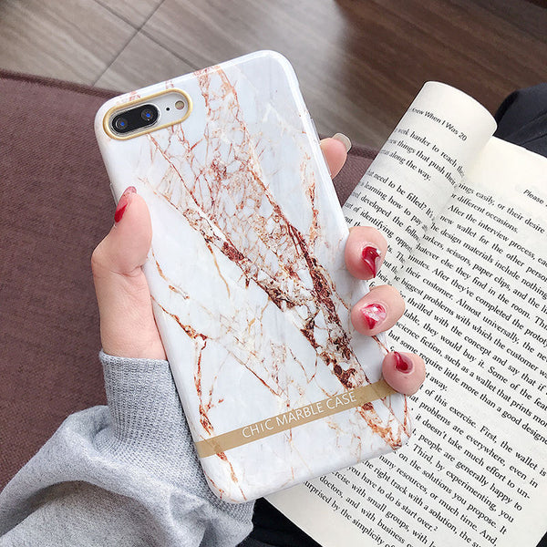 Artistic agate marble gold bar Phone Case For iphone 11 XR XS Max X 6 6S 7 8Plus Glossy soft silicone cover For iphone 11Pro Max