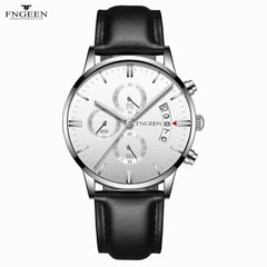 FNGEEN Man Watch Luxury Casual Quartz Waterproof Calendar Leather Belt Watches Mens 2019 Men Wristwatch Clock horloges mannen