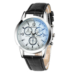 Men Wristwatch Clock Luxury Fashion Faux Leather Blue Ray Glass Quartz Analog Watch Man Montre Homme 2019 relogio masculino
