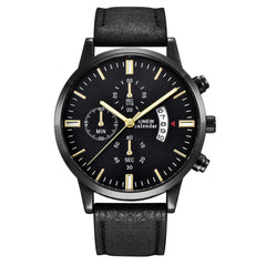Men's Wristwatch Sport Stainless Steel Case Leather Band Quartz Analog Watch Man relojes hombre 2019 erkek kol saati
