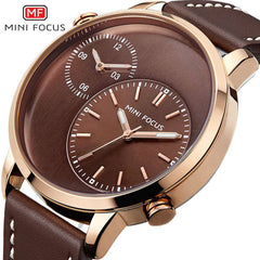 MINI FOCUS Two Time Zones Creative Watch Man 2019 Top Brand Luxury Men Watch Leather Quartz Fashion Male Clock Relogio Masculino
