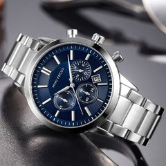 MINI FOCUS Fashion Men Watches 2019 Luxury Brand Stainless Steel Men's Watches Quartz Watches Men Waterproof Silver Watch Men