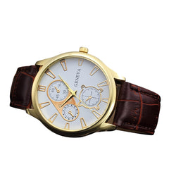 DISU Men Wrist Watch Retro Design Leather Band Analog Alloy wristwatch mens watches mens 2019 relogios masculino