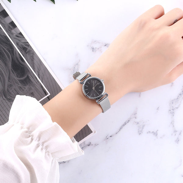 Minimalism Women Watches Silver Scale Dial Ladies Casual Quartz Wristwatch Business Mesh Strap Clock Gift Dress Montre Femme@50