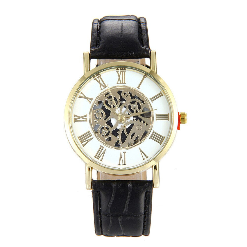 Man Wrist Watch Fashion Luxury Leather Hollow Dial Analog Rome Digital Quartz Wristwatch Mens relojes para hombre orologio uomo