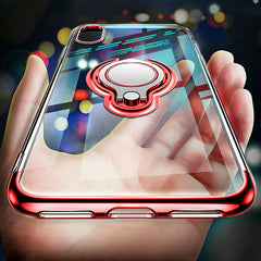 Ultra Thin Transparent Phone Case For iPhone XS MAX XR X 8 7 6 6S Plus Car Magnetic Cases Finger Ring Holder Cover Coque