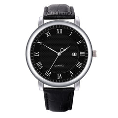 Men's Watch New Fashion High-End Quartz Letter Leather Strap male clock men watches quartzo day date relogios masculinos