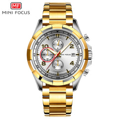 MINI FOUCS Chronograph Watches Man Clock Sport Watches For Men Fashion Rose Gold Watch Men Luxury Brand Stainless Steel Luminous