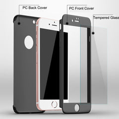 360 Case Full Body Coverage Phone Cases for iPhone 7 6 6s Plus Fundas Fashion Matte Hard PC Cover Free Glass Screen Film