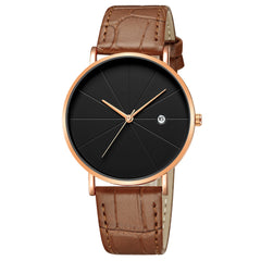 DISU Men Watches Leather Blue Ray Glass Quartz Analog With Calen wristwatch mens unique watch for men relogios masculino