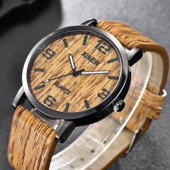 XINEW Women Men Watch Texture Imitation Wooden Retro Leather Quartz watch man vintage men wristwatch clock relogios masculino