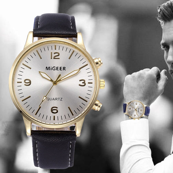 DISU Men Wrist Watch Business Leather Strap Sports Simulated Quartz watch man  watches mens 2019 relogios masculino