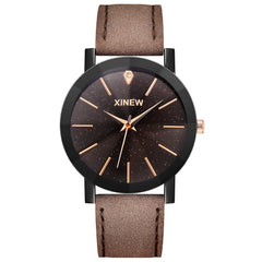 DISU Men Women Ladies Wrist Watch Leather Strap Line Analog Quartz watch man watches mens 2019 relogio masculino
