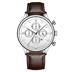 Men's Watch Fashion Sport Stainless Steel Case Leather Band Quartz Analog Wrist Watch Man Reloj Hombre 2019 relogios masculinos