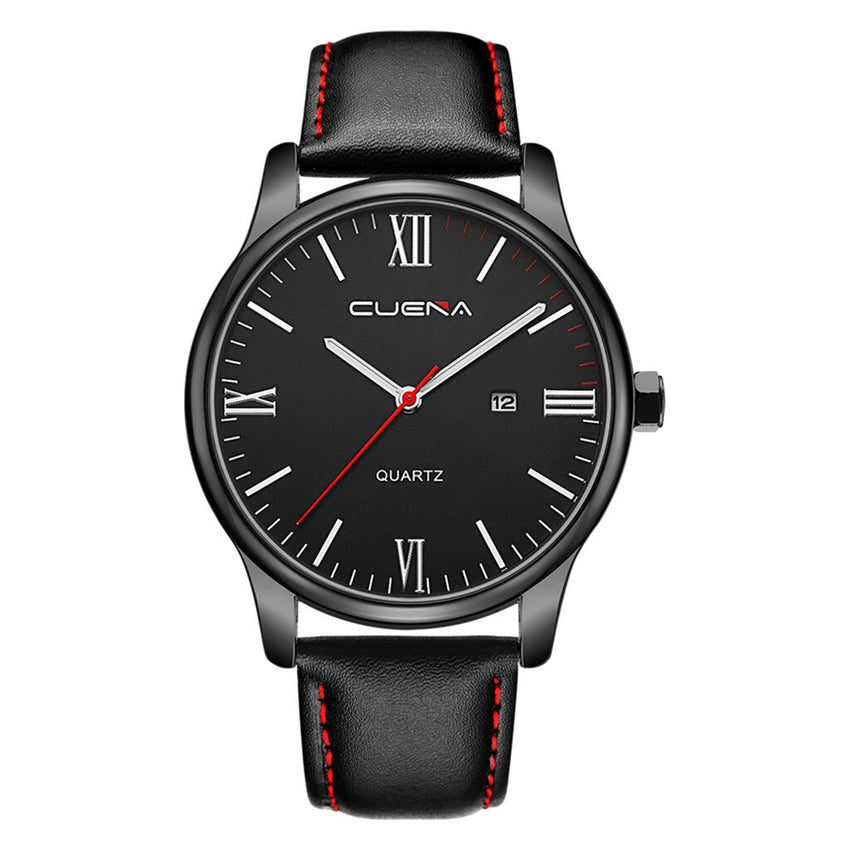 Mens Watch Luxury Faux Leather Blue Ray Glass Quartz Analog With Calen watch man big dial watches for men relogios masculino