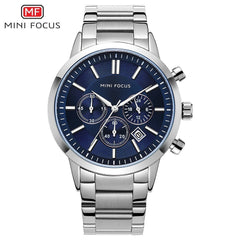 MINI FOCUS Fashion Men Watches 2019 Luxury Brand Stainless Steel Men's Watches Quartz Watches Men Waterproof Silver Watch Men