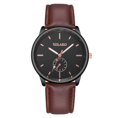 YOLAKO Men's Watch Luxurious Business Leather Belt Simple Mirror Quartz Watch Man Watches Mens 2019 relogio masculino