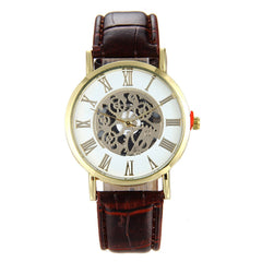 Man Wrist Watch Fashion Luxury Leather Hollow Dial Analog Rome Digital Quartz Wristwatch Mens relojes para hombre orologio uomo