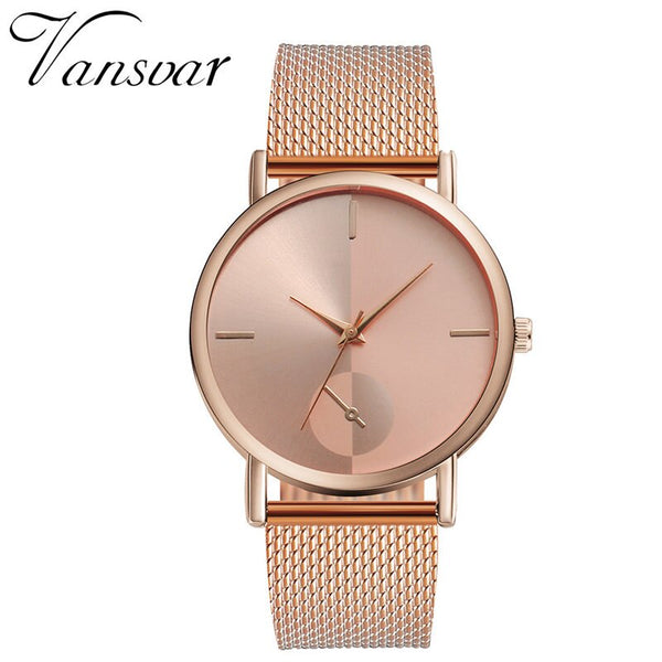 Fashion Women Watche Rose Gold Scal Dial Ladies Quartz Wristwatch  Mesh Belt Strap Casual Clock Dress Gift Relojes Para Mujer@50