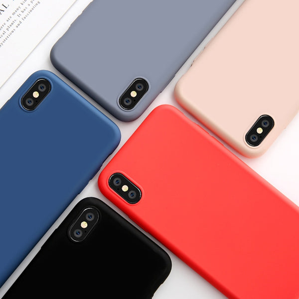 TIKITAKA Shockproof Soft Silicone Phone Case For iPhone X XS XR XS Max 8 7 6 6S Plus Candy Color Rubber Protection Back Cover