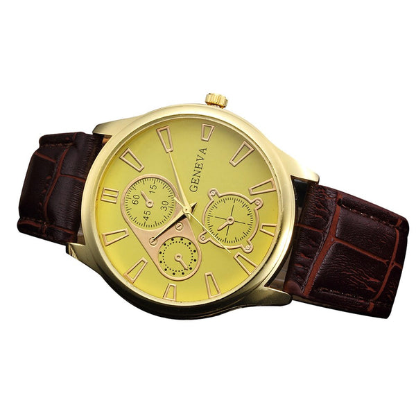 DISU Men Wrist Watch Retro Design Leather Band Analog Alloy wristwatch mens watches mens 2019 relogios masculino