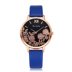 High Quality Women's Watches Plant Pattern Dial Ladies Fashion Quartz Wristwatch Leather FanTeeDa Casual Clock Reloj Mujer @50