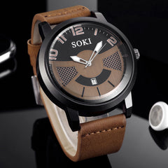 SOKI Men's Wrist Watches 2019 NEW Sport Quartz Leather Watch Man zegarek meski Men Wristwatch Clock relogios masculinos