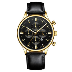 Men's Watch Fashion Sport Stainless Steel Case Leather Band Quartz Analog Wrist Watch Man Reloj Hombre 2019 relogios masculinos