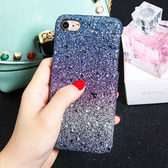 Colorful Gradient Glitter Powder Phone Cases For iPhone 8 7 6 6s Plus Case Bling Sparkle Sequins Hard PC Back Cover Shell Capa