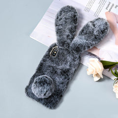 TIKIITAKA Plush Warm Phone Case for iPhone XS Max XR X Case 3D Rabbit Ears Furry fluffy Fur Cover for iPhone 6 6S 7 8 Plus Cases