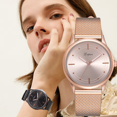 Women Watch Gold Mesh Fashion Bracelet Dress Watches Quartz Wristwatch Ladies Casual Dress Gift Clock Relogio Feminio@50