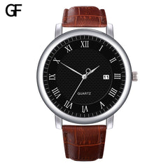 Men's Watch New Fashion High-End Quartz Letter Leather Strap male clock men watches quartzo day date relogios masculinos