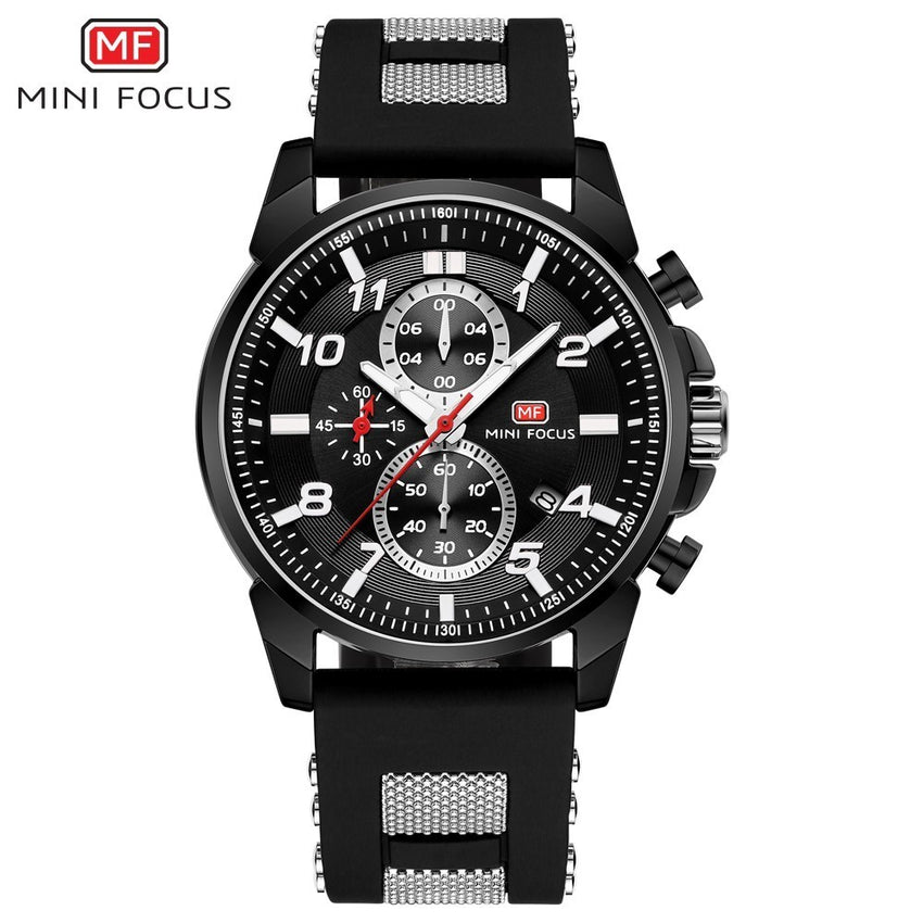 MINI FOCUS Gold Fashion Sports Watch Men Luxury Brand Analog Men's Watches Quartz Watches Man Clock Chronograph Silicone Strap