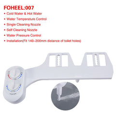 FOHEEL Non-Electric Toilet Seat Bidet Hot Cold Water Bathroom Muslim Shattaf Washing Bidet Sprayer Self-Cleaning Nozzle