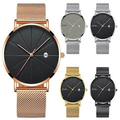Ultra-thin Watches Classic Steel Quartz Date Wristwatch Casual Mesh Belt Masculino Relogios relojes para hombre reloj hombre