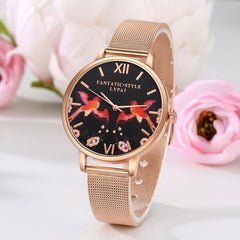 Unique Women's Watches Cute Flamingo Pattern Ladies Quartz Wristwatch Alloy Strap Clock  Relogio Feminino@50