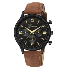 Geneva Men Watches Luxury Faux Leather Blue Ray Glass Quartz Analog watch man watches mens 2019 relogios masculino