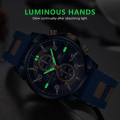 MINI FOCUS Gold Fashion Sports Watch Men Luxury Brand Analog Men's Watches Quartz Watches Man Clock Chronograph Silicone Strap