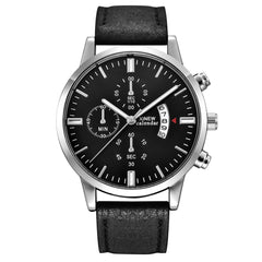 Men's Wristwatch Sport Stainless Steel Case Leather Band Quartz Analog Watch Man relojes hombre 2019 erkek kol saati