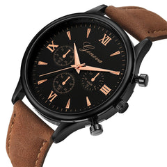 Geneva Men Watches Luxury Faux Leather Blue Ray Glass Quartz Analog watch man watches mens 2019 relogios masculino