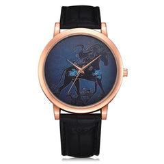 Casual  Women Watches Rose Gold  Dial Ladies Fashion Horse Pattern Quartz Wristwatch Simple Leather Strap Clock Reloj Mujer @50