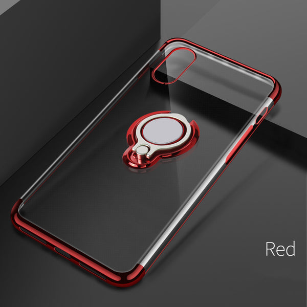 Ultra Thin Transparent Phone Case For iPhone XS MAX XR X 8 7 6 6S Plus Car Magnetic Cases Finger Ring Holder Cover Coque